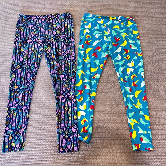 2-pack womens Lularoe Tall & Curvy size leggings. VGUC - Picture 2 of 4
